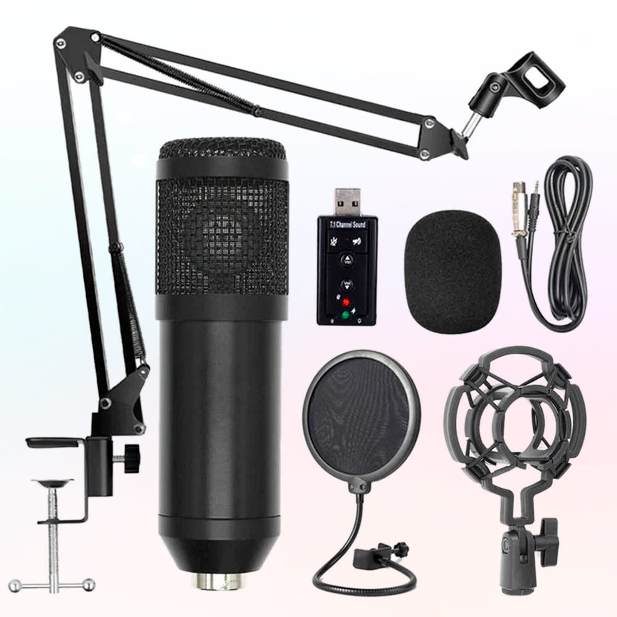 Microfono Podcast Kit Usb + Araña + Filtro + Soporte – CASA