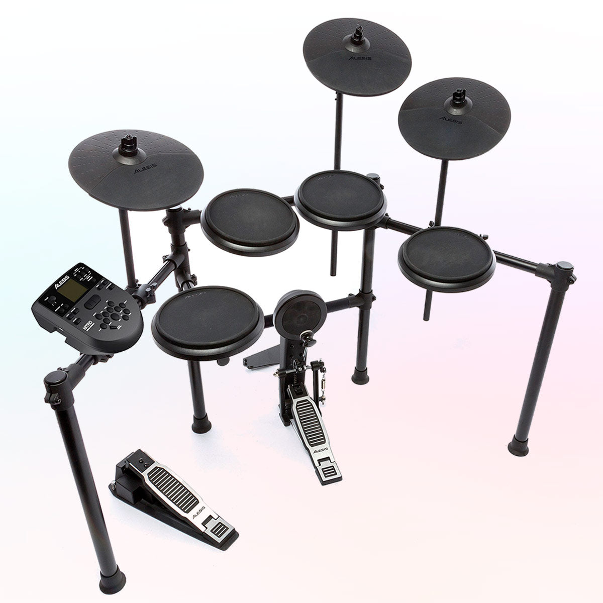 BATERÍA ELECTRÓNICA ALESIS U.S.A. NITRO MESH KIT, CON BAQUETAS Y PEDAL,  SIN: AURICULARES, ASIENTO NI ALFOMBRA